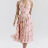 Solada English Vintage Rose Print Georgette Halter Sundress Solada English Vintage Rose Print Georgette Halter Sundress