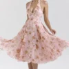 Solada English Vintage Rose Print Georgette Halter Sundress Solada English Vintage Rose Print Georgette Halter Sundress