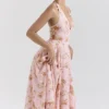 Solada English Vintage Rose Print Georgette Halter Sundress Solada English Vintage Rose Print Georgette Halter Sundress