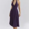 Solada Grape Georgette Halter Sundress Solada Grape Georgette Halter Sundress