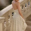 Solada Ivory Vintage Floral Print Georgette Halter Sundress Solada Ivory Vintage Floral Print Georgette Halter Sundress