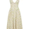 Solada Ivory Vintage Floral Print Georgette Halter Sundress Solada Ivory Vintage Floral Print Georgette Halter Sundress