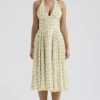 Solada Ivory Vintage Floral Print Georgette Halter Sundress Solada Ivory Vintage Floral Print Georgette Halter Sundress