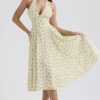 Solada Ivory Vintage Floral Print Georgette Halter Sundress Solada Ivory Vintage Floral Print Georgette Halter Sundress