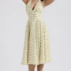 Solada Ivory Vintage Floral Print Georgette Halter Sundress Solada Ivory Vintage Floral Print Georgette Halter Sundress