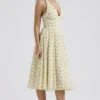 Solada Ivory Vintage Floral Print Georgette Halter Sundress Solada Ivory Vintage Floral Print Georgette Halter Sundress