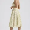 Solada Ivory Vintage Floral Print Georgette Halter Sundress Solada Ivory Vintage Floral Print Georgette Halter Sundress
