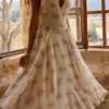 Solada Ivory Vintage Rose Print Georgette Midi Halter Dress Solada Ivory Vintage Rose Print Georgette Midi Halter Dress