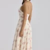 Solada Ivory Vintage Rose Print Georgette Midi Halter Dress Solada Ivory Vintage Rose Print Georgette Midi Halter Dress
