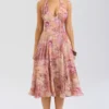 Solada Paisley Patchwork Print Georgette Halter Sundress Solada Paisley Patchwork Print Georgette Halter Sundress