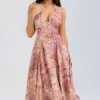 Solada Paisley Patchwork Print Georgette Halter Sundress Solada Paisley Patchwork Print Georgette Halter Sundress