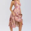 Solada Paisley Patchwork Print Georgette Halter Sundress Solada Paisley Patchwork Print Georgette Halter Sundress