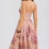 Solada Paisley Patchwork Print Georgette Halter Sundress Solada Paisley Patchwork Print Georgette Halter Sundress