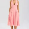 Solada Peach Georgette Halter Sundress Solada Peach Georgette Halter Sundress