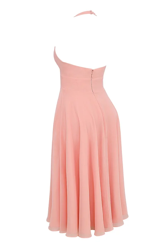 Solada Peach Georgette Halter Sundress Solada Peach Georgette Halter Sundress