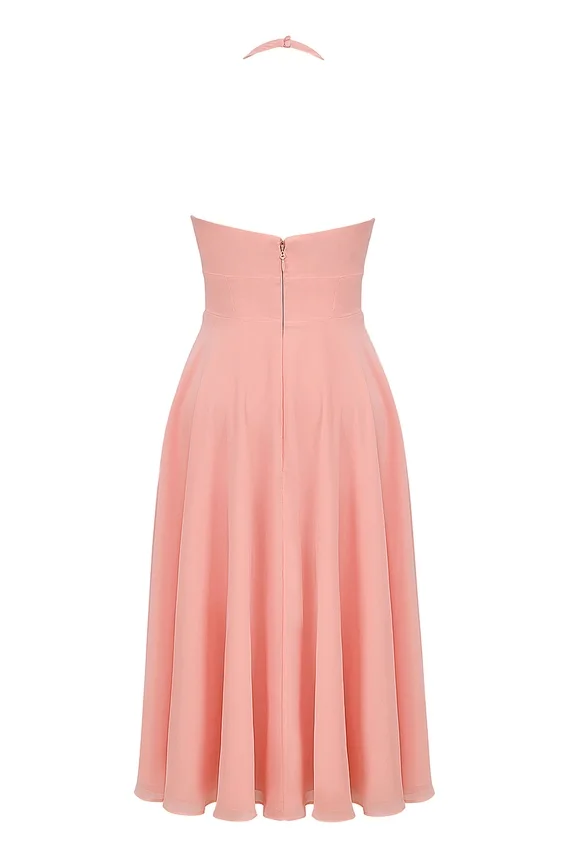 Solada Peach Georgette Halter Sundress Solada Peach Georgette Halter Sundress