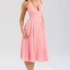 Solada Peach Georgette Halter Sundress Solada Peach Georgette Halter Sundress