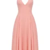 Solada Peach Georgette Halter Sundress Solada Peach Georgette Halter Sundress