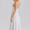 Solada Polka Dot Print Georgette Halter Sundress