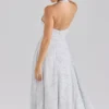 Solada Polka Dot Print Georgette Halter Sundress