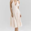 Solada Vintage Cream Georgette Halter Sundress
