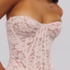 Solaine Baby Pink Floral Lace Boned Corset Top Solaine Baby Pink Floral Lace Boned Corset Top