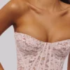 Solaine Baby Pink Floral Lace Boned Corset Top Solaine Baby Pink Floral Lace Boned Corset Top