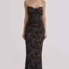 Solaine Black + Blush Lace Corset Maxi Dress Solaine Black + Blush Lace Corset Maxi Dress