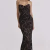Solaine Black + Blush Lace Corset Maxi Dress Solaine Black + Blush Lace Corset Maxi Dress