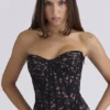 Solaine Black Floral Lace Boned Corset Top Solaine Black Floral Lace Boned Corset Top