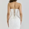 Solaine Ivory Lace Corset Maxi Dress Solaine Ivory Lace Corset Maxi Dress