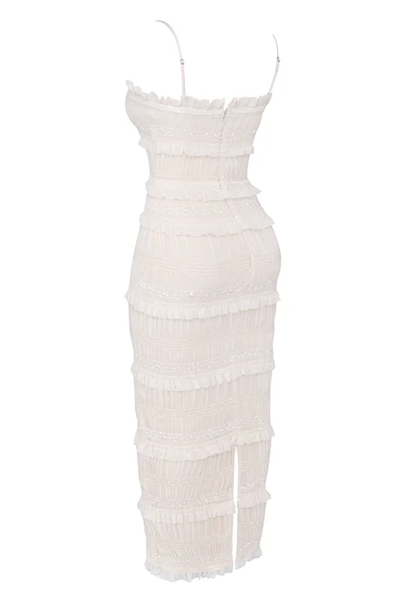 Solana Ivory Sequin Pleat Maxi Dress Solana Ivory Sequin Pleat Maxi Dress