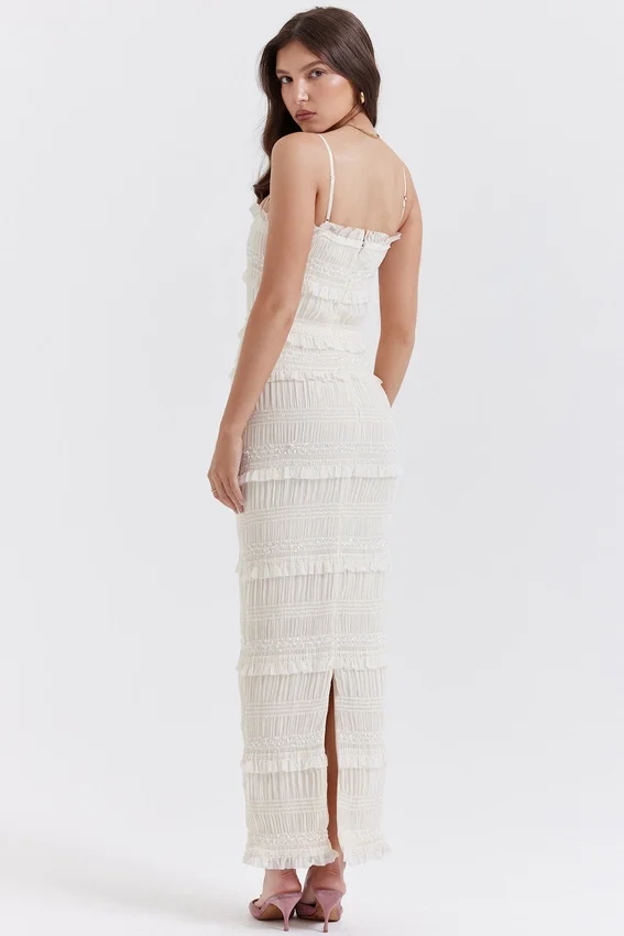 Solana Ivory Sequin Pleat Maxi Dress Solana Ivory Sequin Pleat Maxi Dress