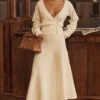 Solara Ivory Wool Mix Flared Midi Skirt Solara Ivory Wool Mix Flared Midi Skirt