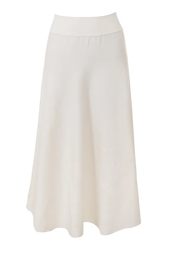 Solara Ivory Wool Mix Flared Midi Skirt Solara Ivory Wool Mix Flared Midi Skirt