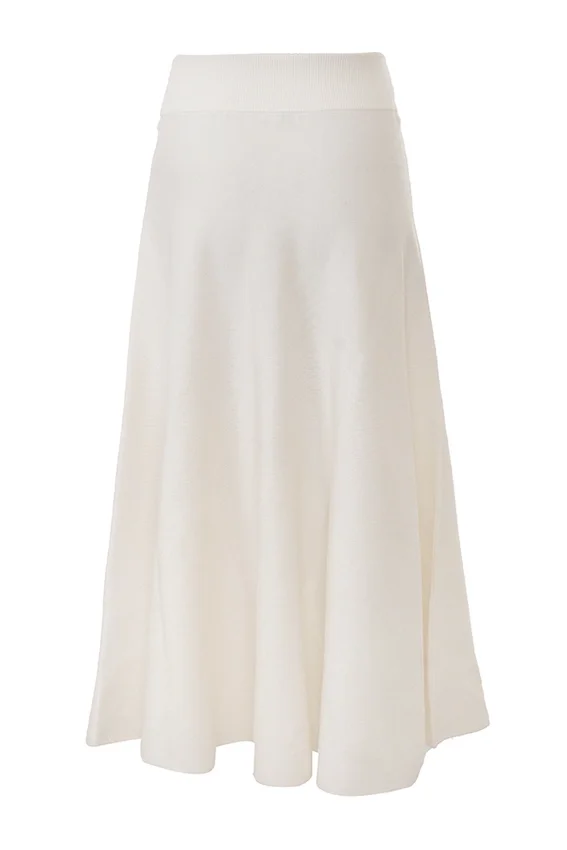 Solara Ivory Wool Mix Flared Midi Skirt Solara Ivory Wool Mix Flared Midi Skirt