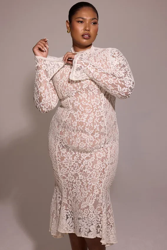 Sophia Vintage Ivory Lace Fitted Midi Dress Sophia Vintage Ivory Lace Fitted Midi Dress