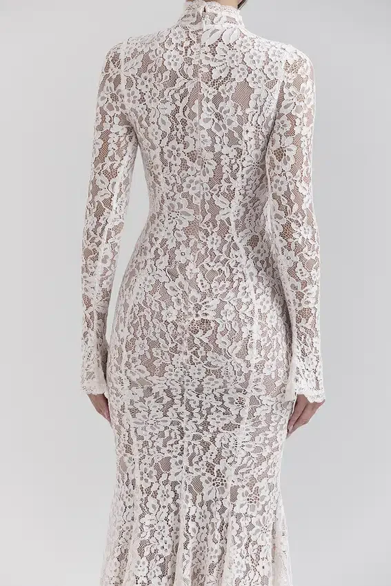 Sophia Vintage Ivory Lace Fitted Midi Dress Sophia Vintage Ivory Lace Fitted Midi Dress