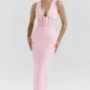 Sophina Perfectly Pink Broderie Anglais Plunge Maxi Dress Sophina Perfectly Pink Broderie Anglais Plunge Maxi Dress