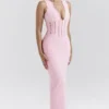 Sophina Perfectly Pink Broderie Anglais Plunge Maxi Dress Sophina Perfectly Pink Broderie Anglais Plunge Maxi Dress