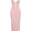 Sophina Perfectly Pink Broderie Anglais Plunge Maxi Dress Sophina Perfectly Pink Broderie Anglais Plunge Maxi Dress
