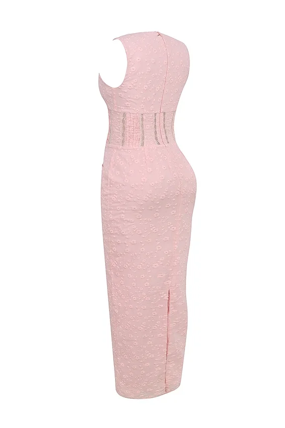 Sophina Perfectly Pink Broderie Anglais Plunge Maxi Dress Sophina Perfectly Pink Broderie Anglais Plunge Maxi Dress