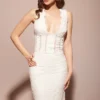 Sophina White Cotton Broderie Anglais Plunge Maxi Dress Sophina White Cotton Broderie Anglais Plunge Maxi Dress