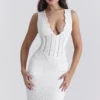 Sophina White Cotton Broderie Anglais Plunge Maxi Dress Sophina White Cotton Broderie Anglais Plunge Maxi Dress