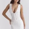 Sophina White Cotton Broderie Anglais Plunge Maxi Dress Sophina White Cotton Broderie Anglais Plunge Maxi Dress