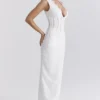Sophina White Cotton Broderie Anglais Plunge Maxi Dress Sophina White Cotton Broderie Anglais Plunge Maxi Dress