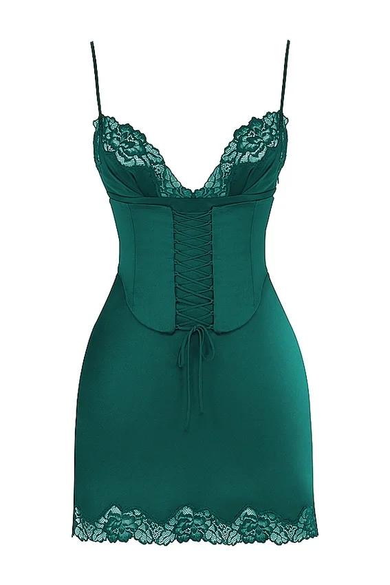 Soraya Forest Satin Slip Dress Soraya Forest Satin Slip Dress