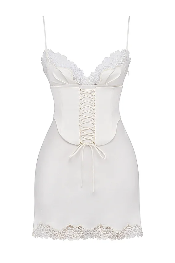 Soraya Ivory Satin Slip Dress Soraya Ivory Satin Slip Dress