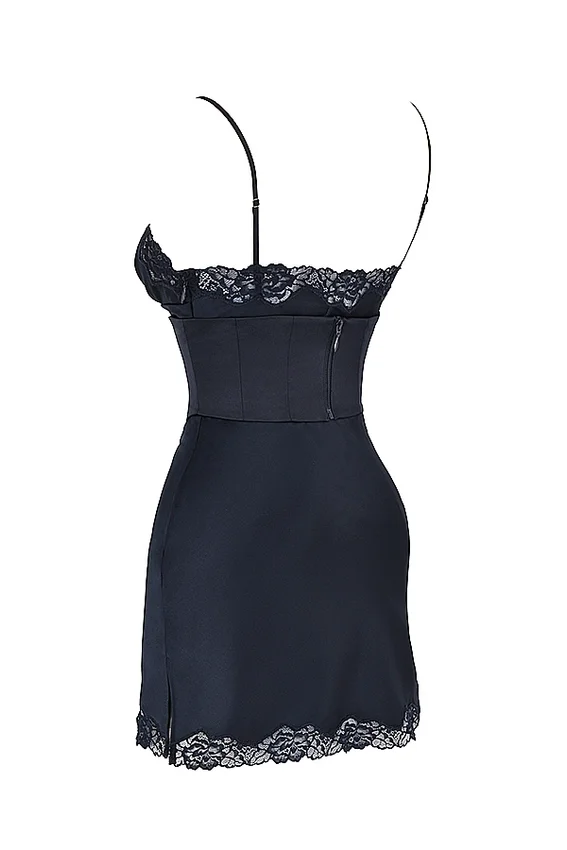 Soraya Navy Satin Slip Dress Soraya Navy Satin Slip Dress