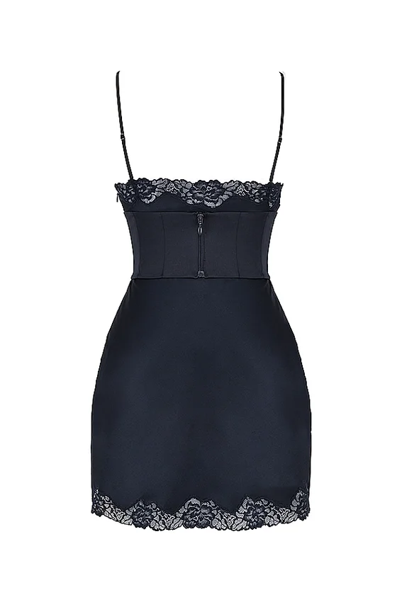 Soraya Navy Satin Slip Dress Soraya Navy Satin Slip Dress